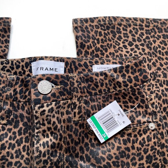 FRAME Le Crop Mini Boot Coated Jeans Leopard Size 24 NEW NWT - Picture 4 of 10